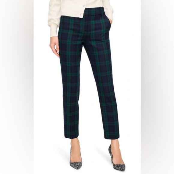 J. Crew Cameron slim pant in Black Watch tartan stretch wool, size 0, NWOT - Picture 1 of 6